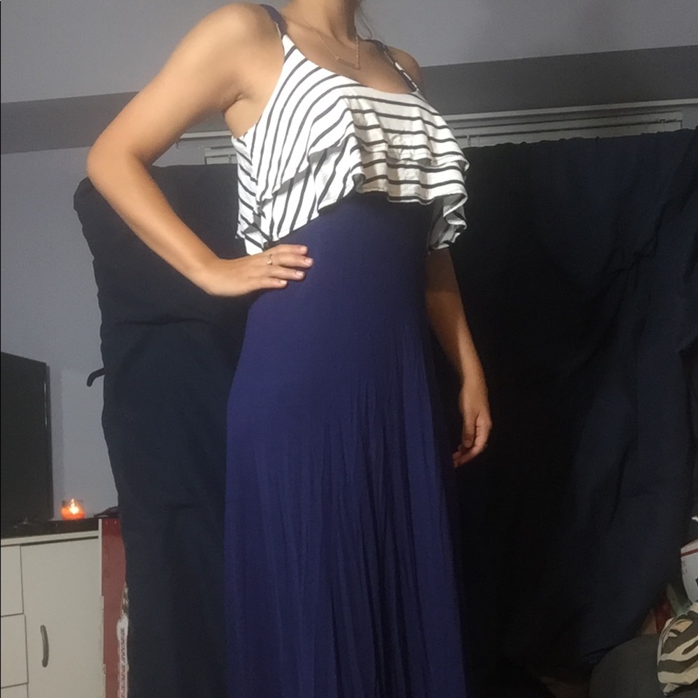 Nautical blue and whit maxi dress
